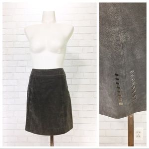 Vintage Suede Festival Style Gray Skater Skirt